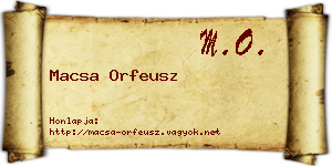 Macsa Orfeusz névjegykártya